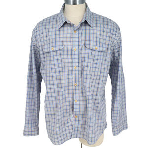 Orvis Shirt Mens 2XL Blue Plaid Stretch Cotton Button Up Pockets Casual Gorpcore